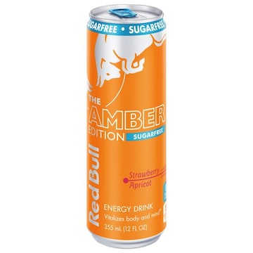 Red Bull Amber Edition Sugar Free Energy Drink, Strawberry Apricot, 114mg Caffeine, 12 fl oz Can