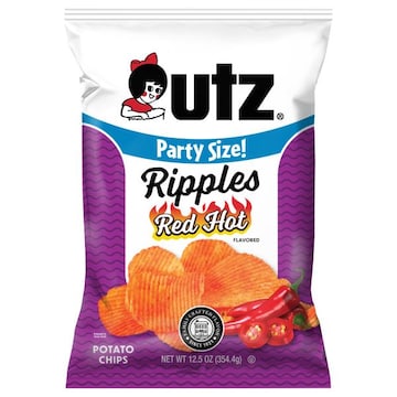 Utz Potato Chips, Red Hot Flavored, Ripples, Party Size