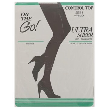 On the Go! Sheer Toe, Control Top, Off Black, Size 3