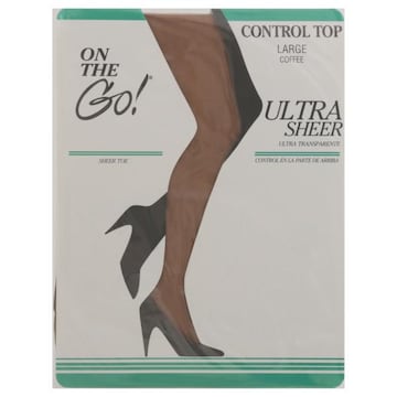 On the Go! Sheer Toe, Control Top, Coffee, Large