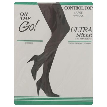 On the Go! Sheer Toe, Control Top, Off Black, Large