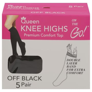 On the Go! Knee Highs, Premium Comfort Top, Off Black, Queen