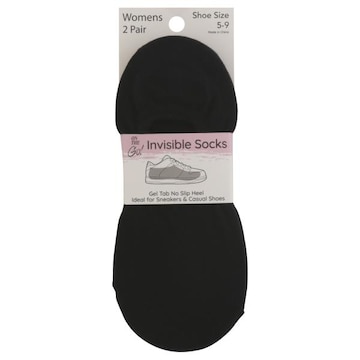 On the Go! Womens Solid Black Invisible Socks