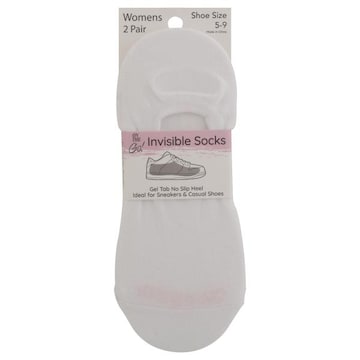 On the Go! Womens White Solid Invisible Socks