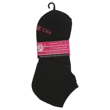 On the Go! Womens Black Solid Cotton Blend Low Cut Cushion Socks