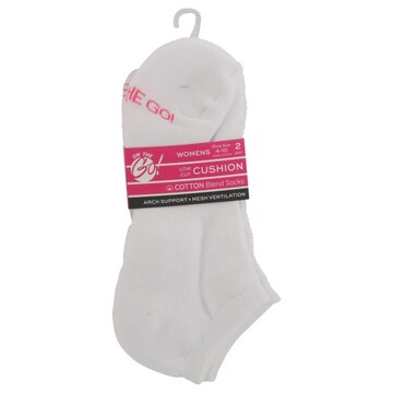 On the Go! Womens White Solid Cotton Blend Low Cut Cushion Socks