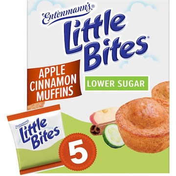Entenmann's Little Bites Lower Sugar Apple Cinnamon Real Apple, Cinnamon and Zucchini Mini Muffins, 5 packs, (4 ct each), 8.25 lbs  Case