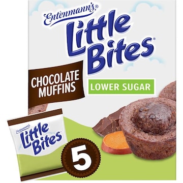 Entenmann's Little Bites Lower Sugar Chocolate Mini Muffins, 5 packs, (4 ct each), 8.25 lbs  Case