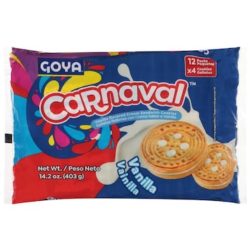 Goya Carnaval Sandwich Cookies, Vanilla, 12 Pack