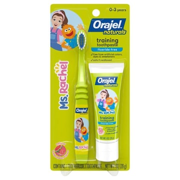 Orajel Naturals Ms. Rachel 0-3 Years Fluoride-Free Natural Watermelon Flavor Training Toothpaste