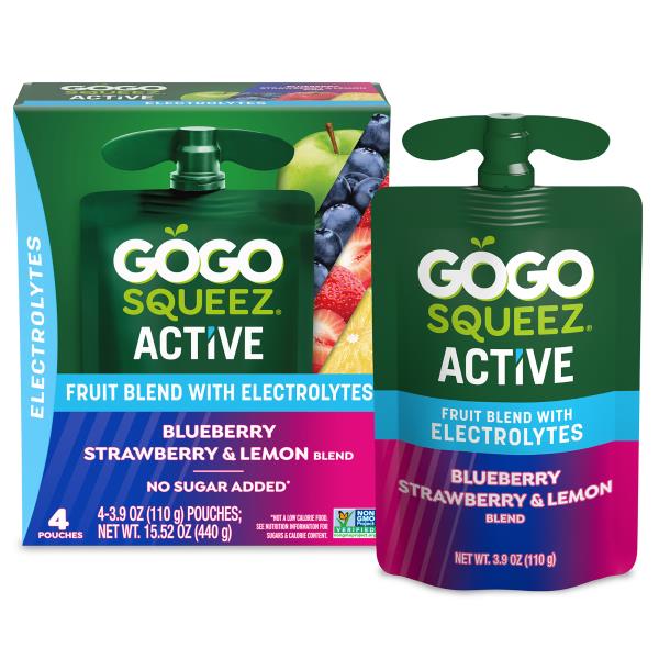 GoGo squeeZ Active Electrolyte No Sugar Added Blueberry Strawberry