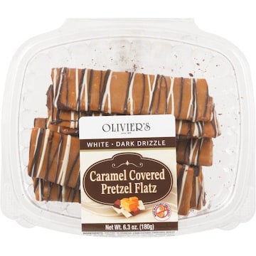 Olivier's Pretzel Flatz, Caramel Covered, White Dark Drizzle