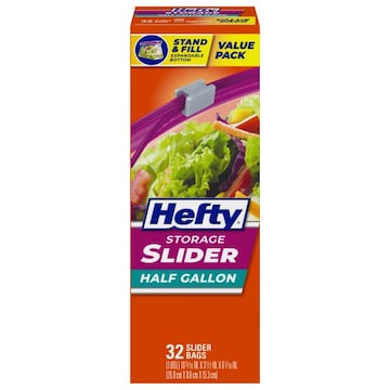 Hefty Slider Bags, Storage, Half Gallon, Value Pack