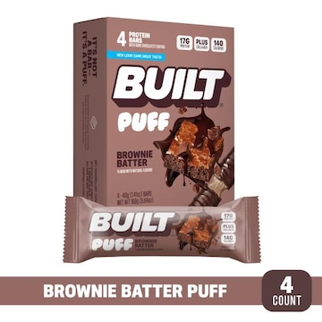 Built Bar Puff Protein Bar, Brownie Batter, 4ct Box