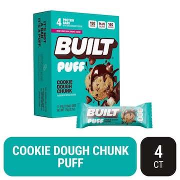 Built Bar Puff Protein Bar, Cookie Dough Chunk, 4ct Box