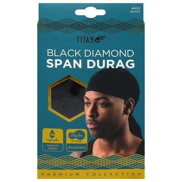 Titan Premium Collection Span Durag, Black Diamond, Black