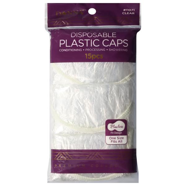 Donna Premium Collection Plastic Caps, Disposable, Clear, One Size Fits