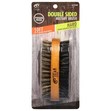 Titan Wooden Brush, Double Sided, Soft, Hard, Military