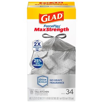 Glad ForceFlex Max Strength Tall Kitchen 13 Gallon Drawstring Bags