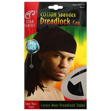 Titan Classic Dreadlock Cap, Spandex, Cotton, Black