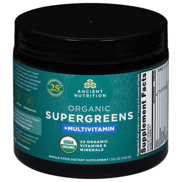 Ancient Nutrition Supergreens, +multivitamin, Organic 