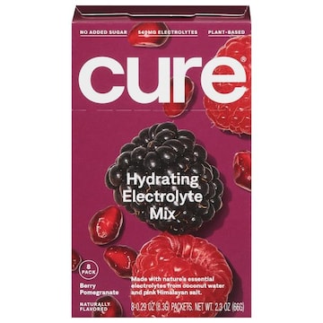 Cure Electrolyte Drink Mix, Hydrating, Berry Pomegranate, 8 Pack