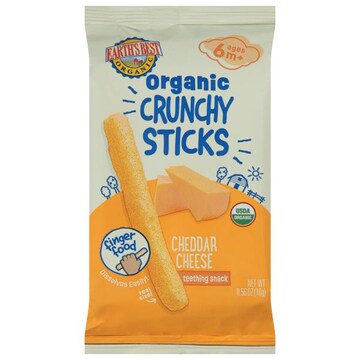 Earth's Best Organic Organic Teething Snack, Cheddar Cheese, Crunchy Sticks, Ages 6 M+
