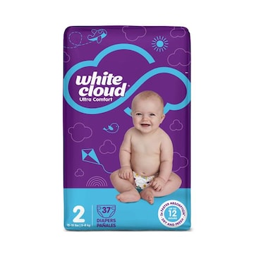 White Cloud Ultra Comfort Diapers, Size 2, 12 – 18lbs, 37 Diapers