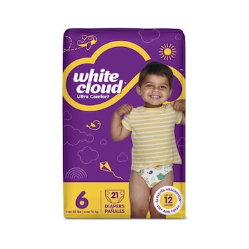 White Cloud Ultra Comfort Diapers, Size 6, 35+lbs, 21 Diapers