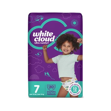 White Cloud Ultra Comfort Diapers, Size 7, 41+lbs, 20 Diapers