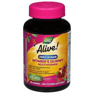 Nature's Way Alive! Gummies Zero Sugar Strawberry Flavored 50 mg Women's Gummy Multivitamin
