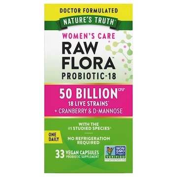 Nature's Truth Raw Flora Probiotic-18, Women's Care, 50 Billion CFU, Vegan Capsules