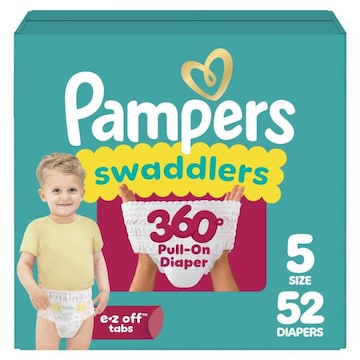 Pampers Swaddlers 360 Diapers, Size 5, 52 Count