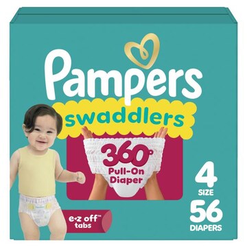 Pampers Swaddlers 360 Diapers, Size 4, 56 Count