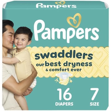 Pampers Swaddlers Diapers, Size 7, 16 Count