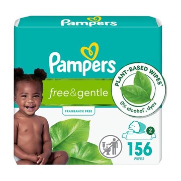 Pampers Free & Gentle Baby Wipes 156 Count 2X