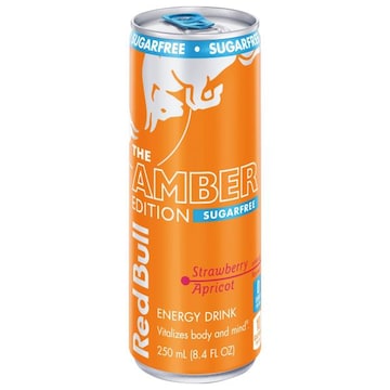 Red Bull Amber Edition Sugar Free Energy Drink, Strawberry Apricot, 80mg Caffeine, 8.4 fl oz Can