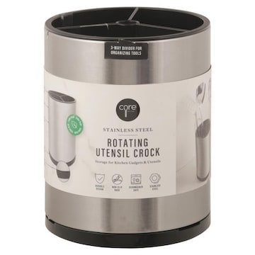 Core Kitchen Utensil Crock, Stainless Steel, Rotating