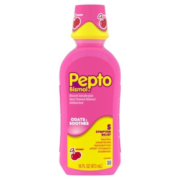 Pepto-Bismol Multi-Symptom Liquid, Upset Stomach & Diarrhea Relief, Over-the-Counter Medicine, Cherry, 16 Fl Oz