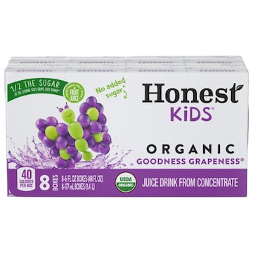 Honest Kids Juice Drink, from Concentrate, Organic, Goodness Grapeness