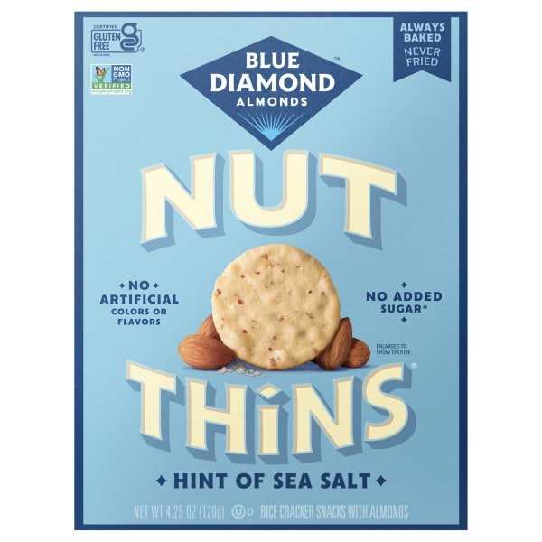 Blue Diamond Nut Thins Hint of Sea Salt Rice Cracker Snacks with ...