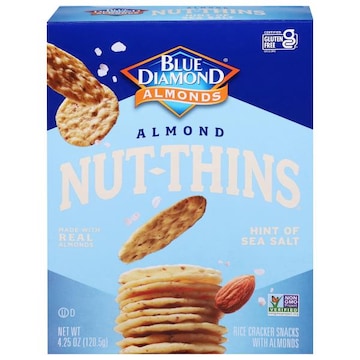 Blue Diamond Almonds Nut-Thins Rice Cracker Snacks, Almond, Hint of Sea Salt