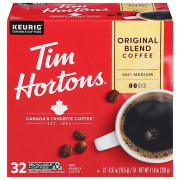 Tim Hortons Coffee, 100% Arabica, Medium Roast, Original Blend, K-Cup Pods