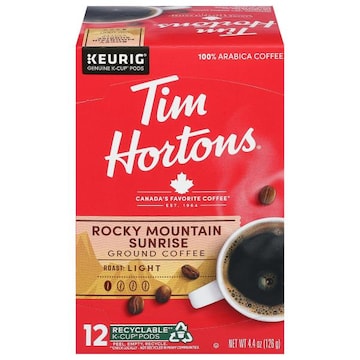 Tim Hortons Coffee, Ground, Light, Rocky Mountain Sunrise, K-Cup Pods