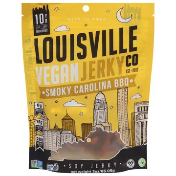 Louisville Vegan Jerky Co Soy Jerky, Smoky Carolina BBQ