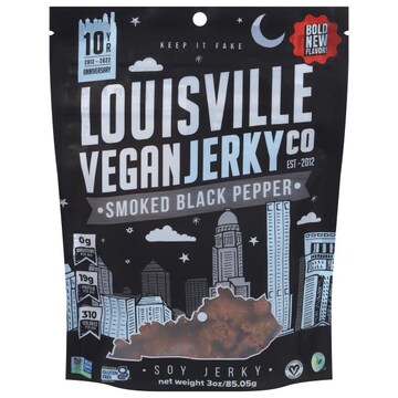 Louisville Vegan Jerky Co Soy Jerky, Smoked Black Pepper