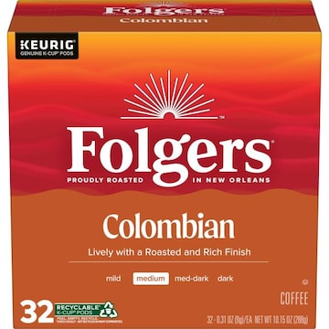 Folgers Colombian Coffee, Medium Roast, K-Cup Pods