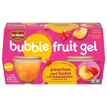 Del Monte Bubble Fruit Gel Peaches and Boba in Strawberry Flavored Gel