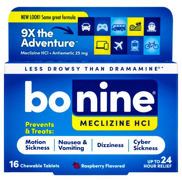 Bonine Meclizine Hydrochloride, For Motion Sickness, Raspberry Flavored