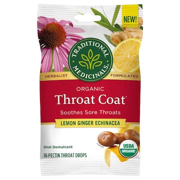 Traditional Medicinals Lemon Ginger Echinacea Pectin Throat Drops Organic Throat Coat